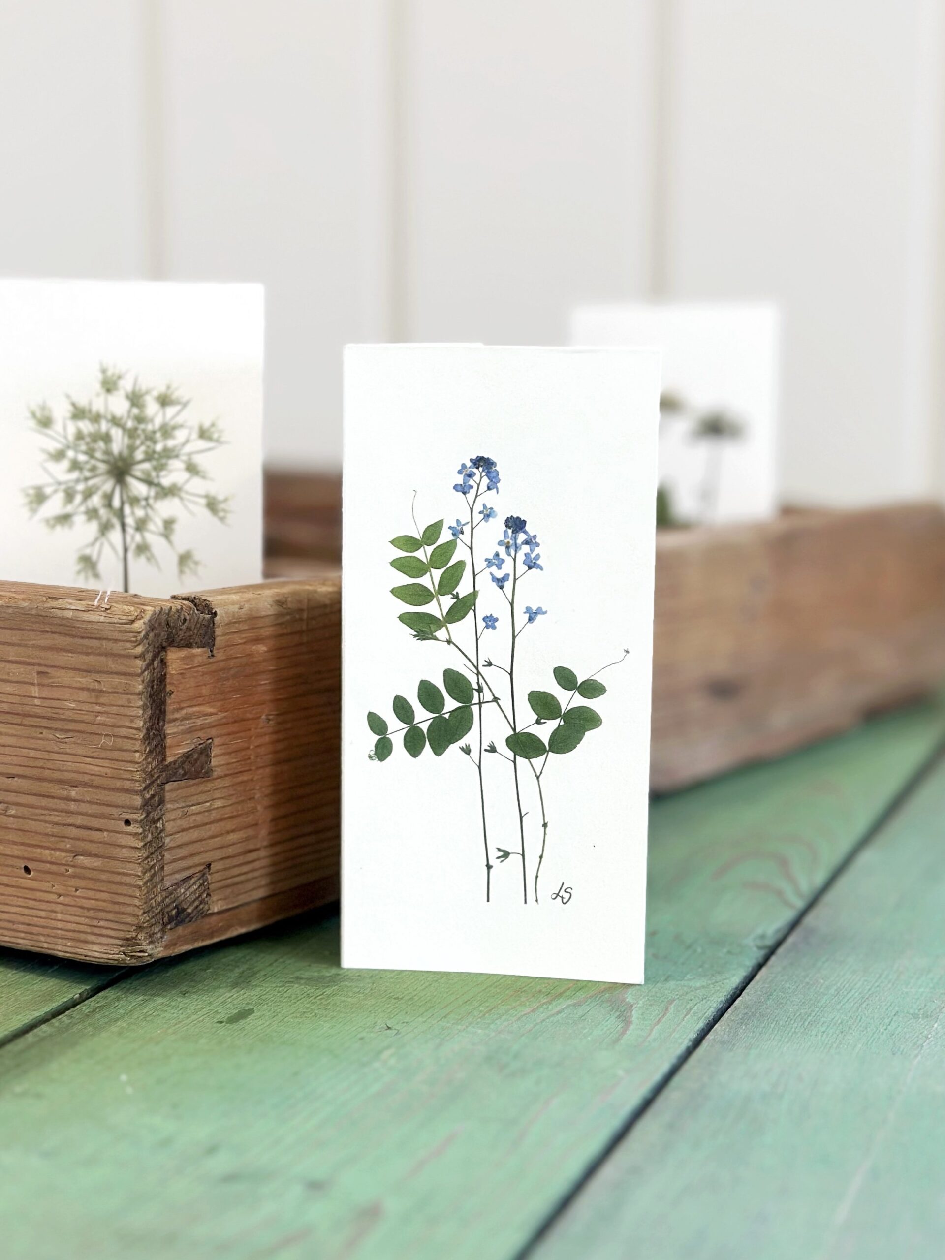 Dobbeltkort 6x12 cm - 8 stk - Grønt mix