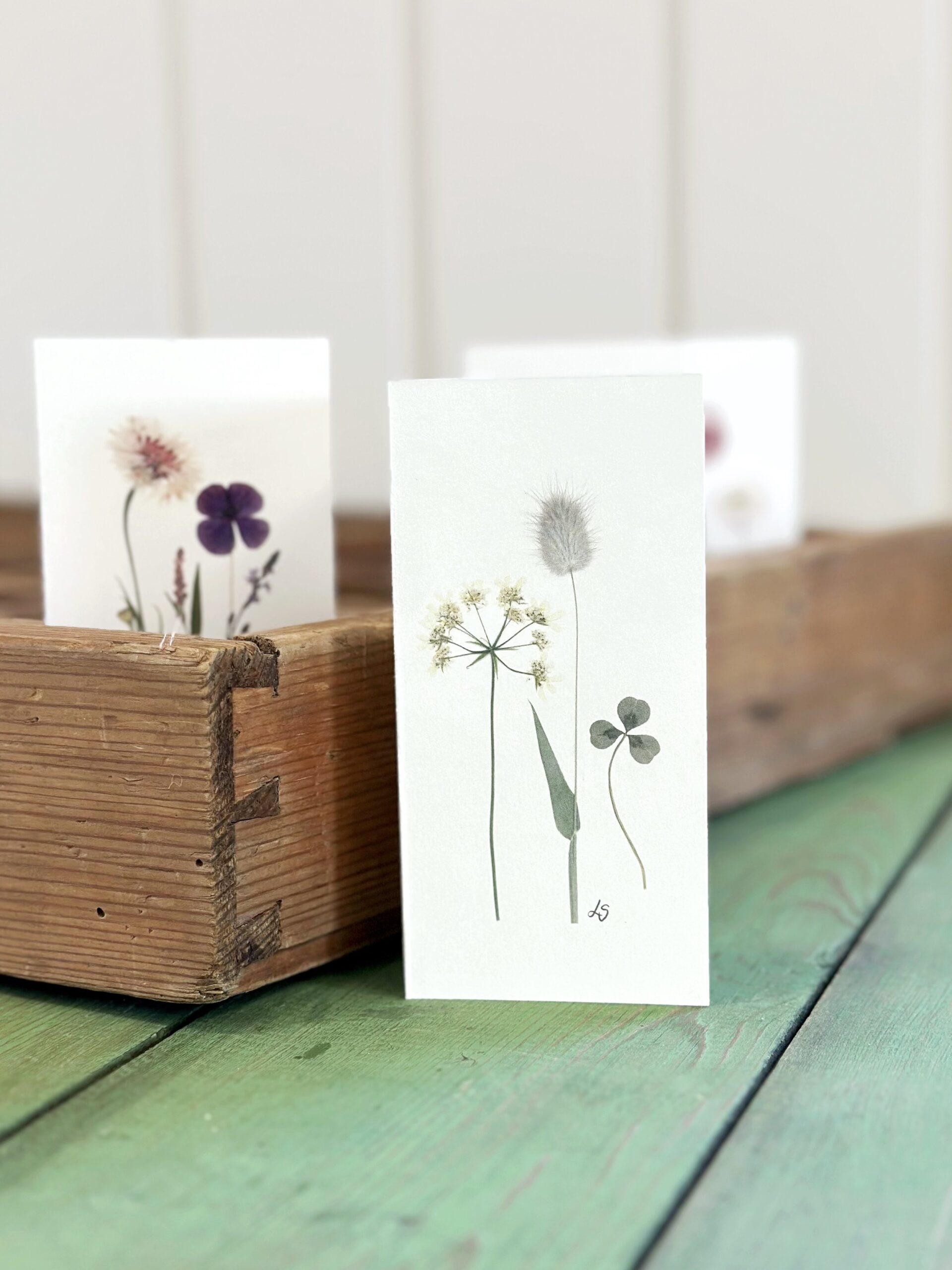 Dobbeltkort 6x12 cm - 8 stk - Grønt mix