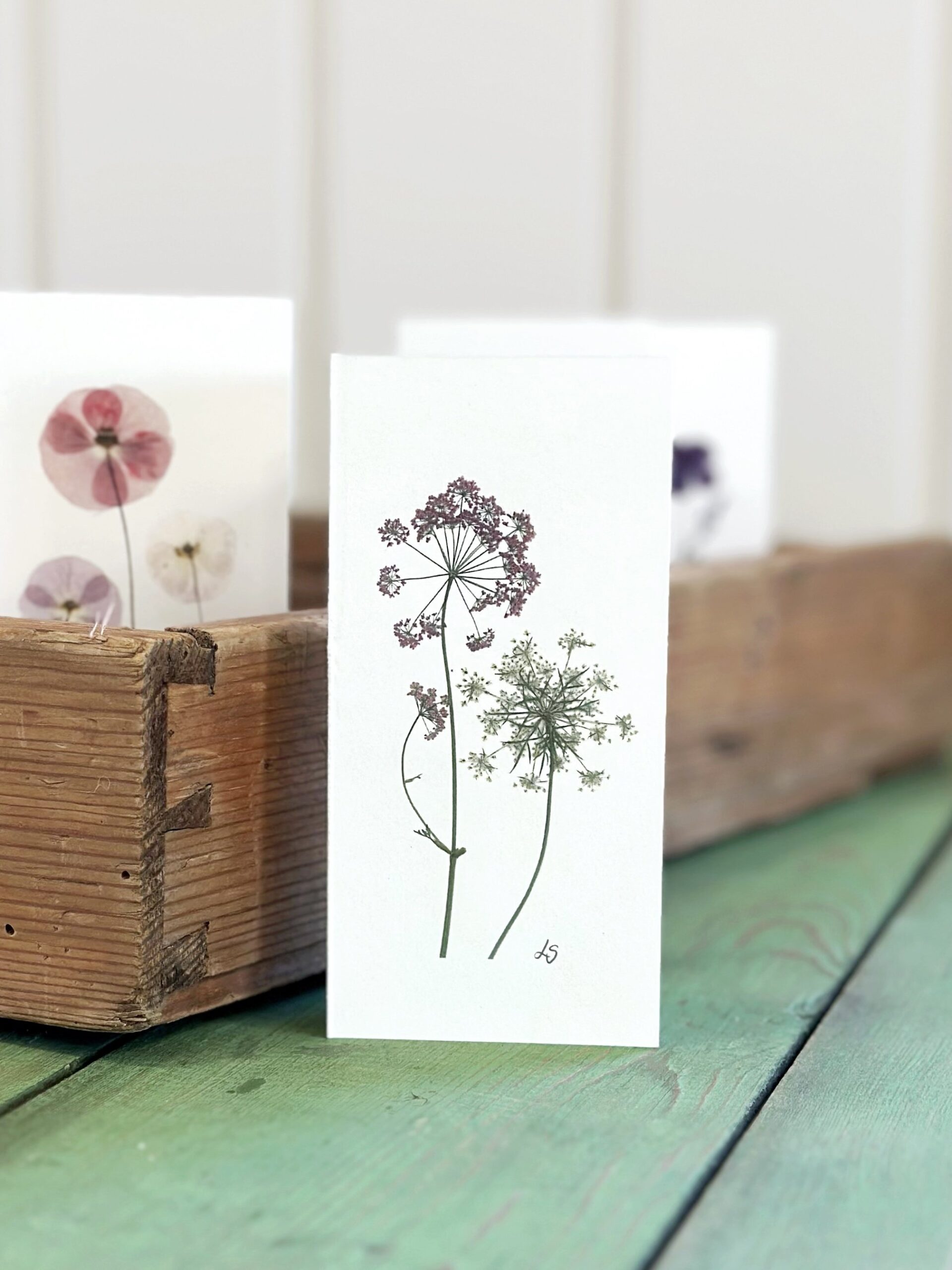 Dobbeltkort 6x12 cm - 8 stk - Grønt mix